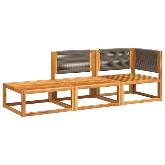 Méridienne de Jardin 3 Pièces Bois Acacia & Corde, Module Canapé avec Repose-Pieds – ComfortXL Outdoor Living - Image 3