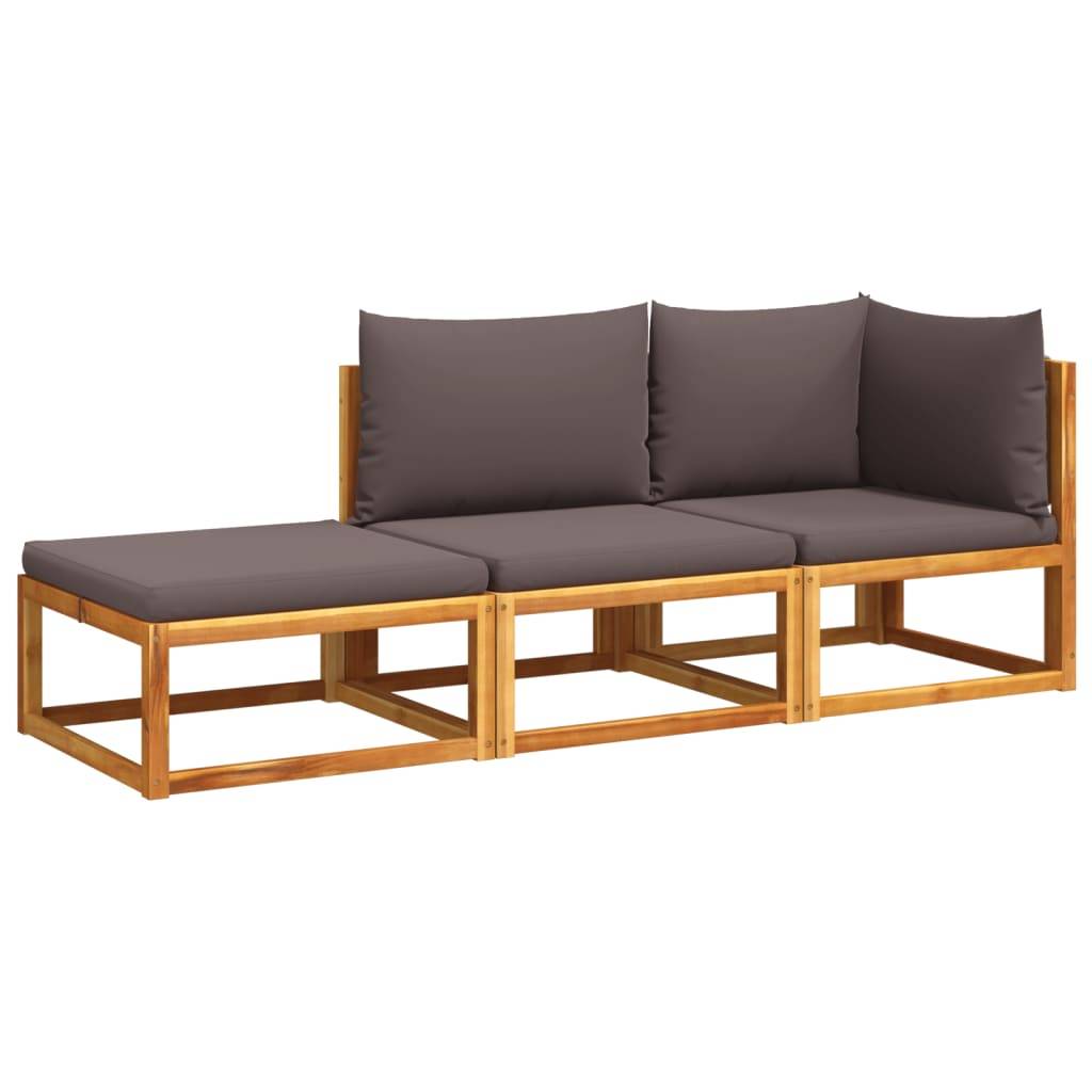 Méridienne de Jardin 3 Pièces Bois Acacia & Corde, Module Canapé avec Repose-Pieds – ComfortXL Outdoor Living - Image 2