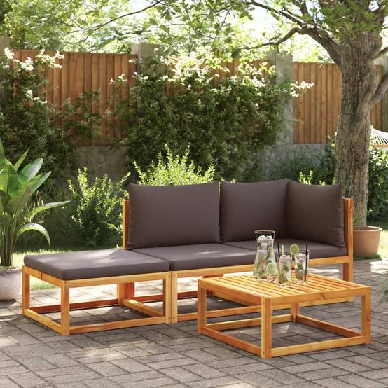 Méridienne de Jardin 3 Pièces Bois Acacia & Corde, Module Canapé avec Repose-Pieds – ComfortXL Outdoor Living - Image 1
