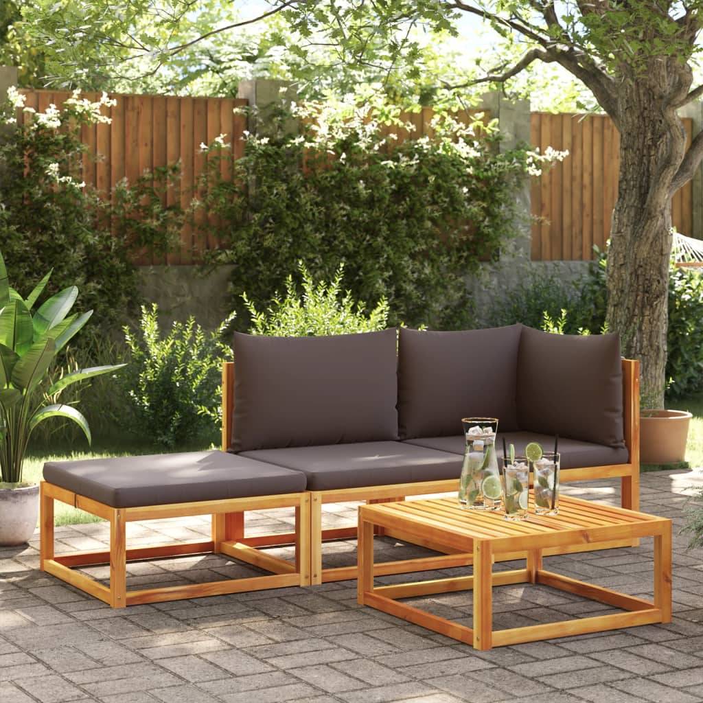 Méridienne de Jardin 3 Pièces Bois Acacia & Corde, Module Canapé avec Repose-Pieds – ComfortXL Outdoor Living - Image 1