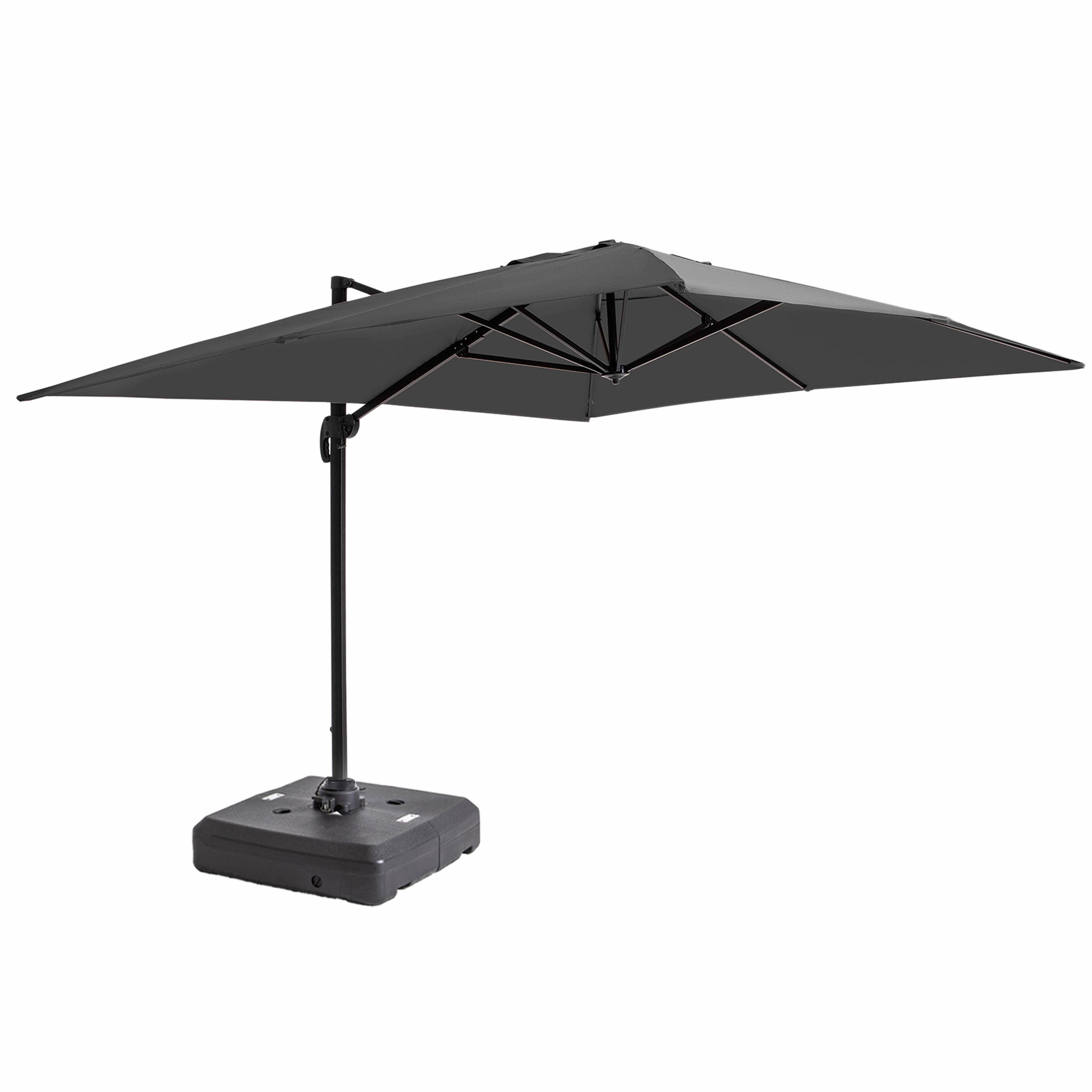 Oviala - Parasol déporté 4x3 m 360° inclinable + à lester sur roues gris Caserta - Oviala - Image 1