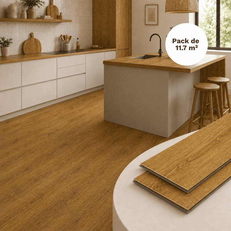 Sol vinyle SPC clipsable 11,7 m² Séquoia - Sous couche intégrée, usure 0,5 mm - Coloris - Séquoia - Image 1