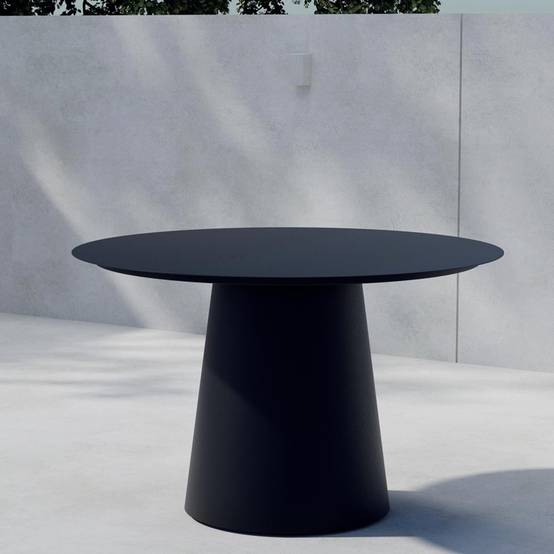 Table de Jardin Ronde "Lanzo" 120cm Noir - Image 2