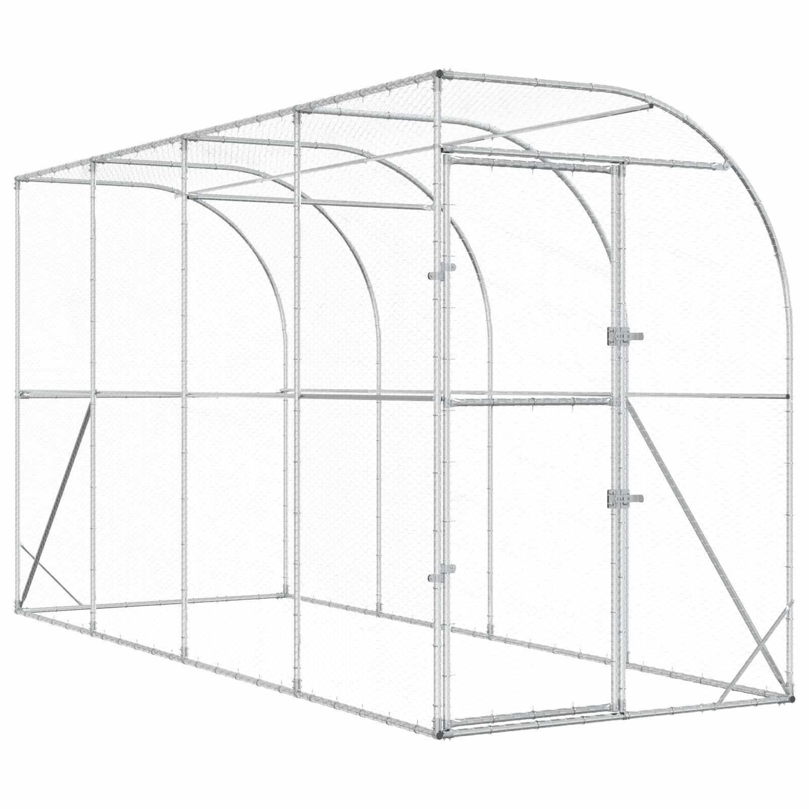 Vidaxl - Poulailler contre le mur Argenté 600 x 150 x 215 cm vidaXL 3434716 - Image 2