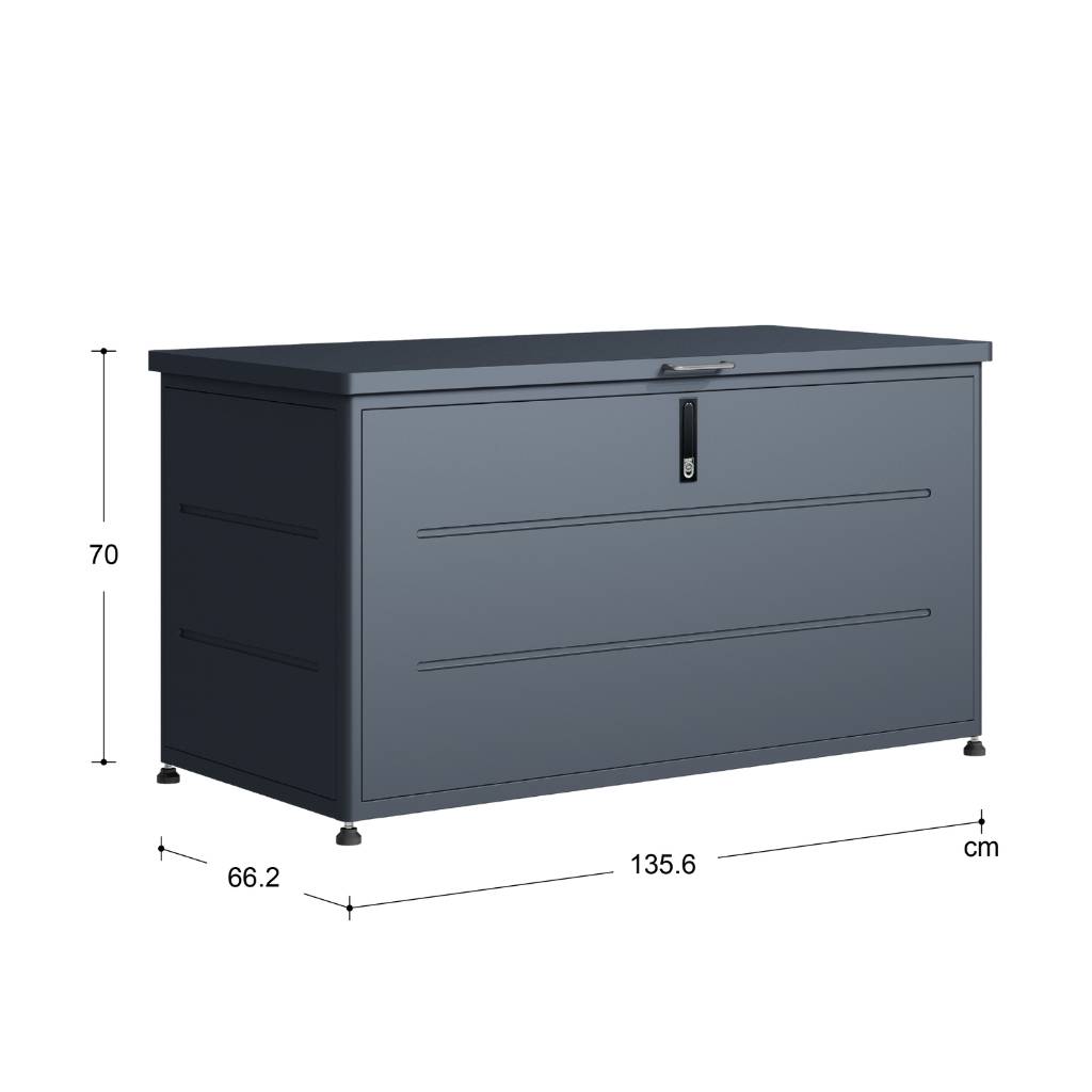 Couleurs du monde - Coffre extérieur 460L gris en acier galvanisé – rangement pratique et durable pour jardin et terrasse - Image 8