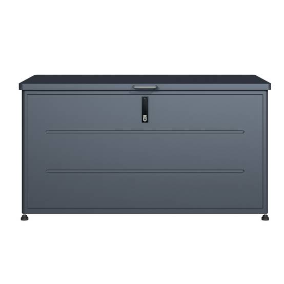 Couleurs du monde - Coffre extérieur 460L gris en acier galvanisé – rangement pratique et durable pour jardin et terrasse - Image 9