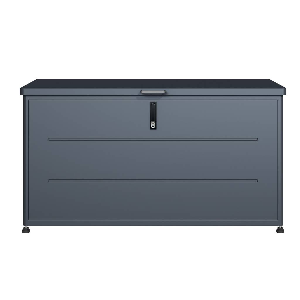 Couleurs du monde - Coffre extérieur 460L gris en acier galvanisé – rangement pratique et durable pour jardin et terrasse - Image 9