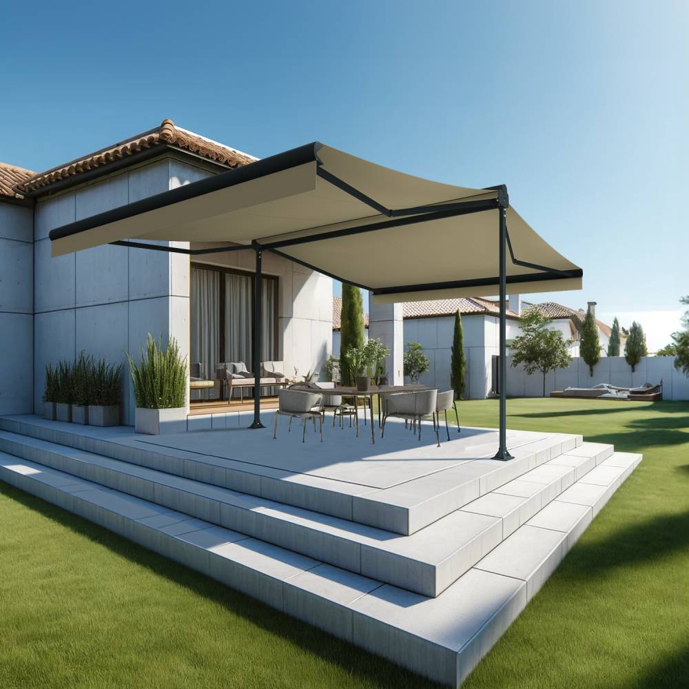 Intersun - Store banne double pente ENARGITE 4,00x2x3,00 M (Manuelle - Gris Anthracite - Ecru) - INTERSUN - Image 2