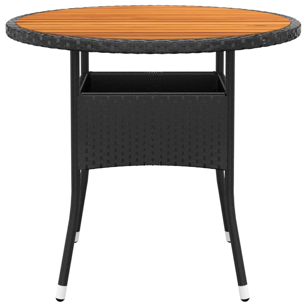 PANGIVO - Table de jardin noire résine tressée et bois d'acacia 80 x 75 cm - PANGIVO - Image 2