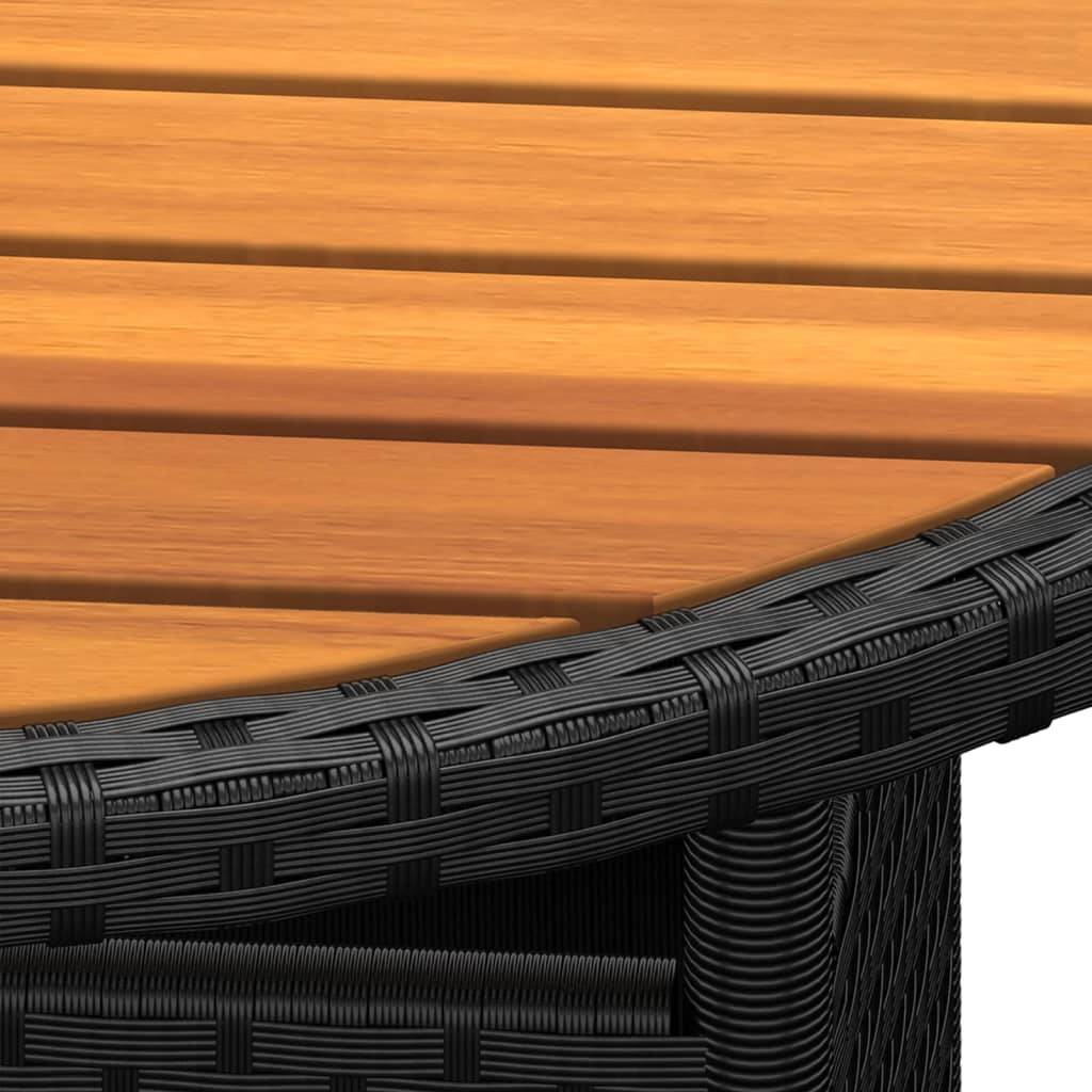 PANGIVO - Table de jardin noire résine tressée et bois d'acacia 80 x 75 cm - PANGIVO - Image 3