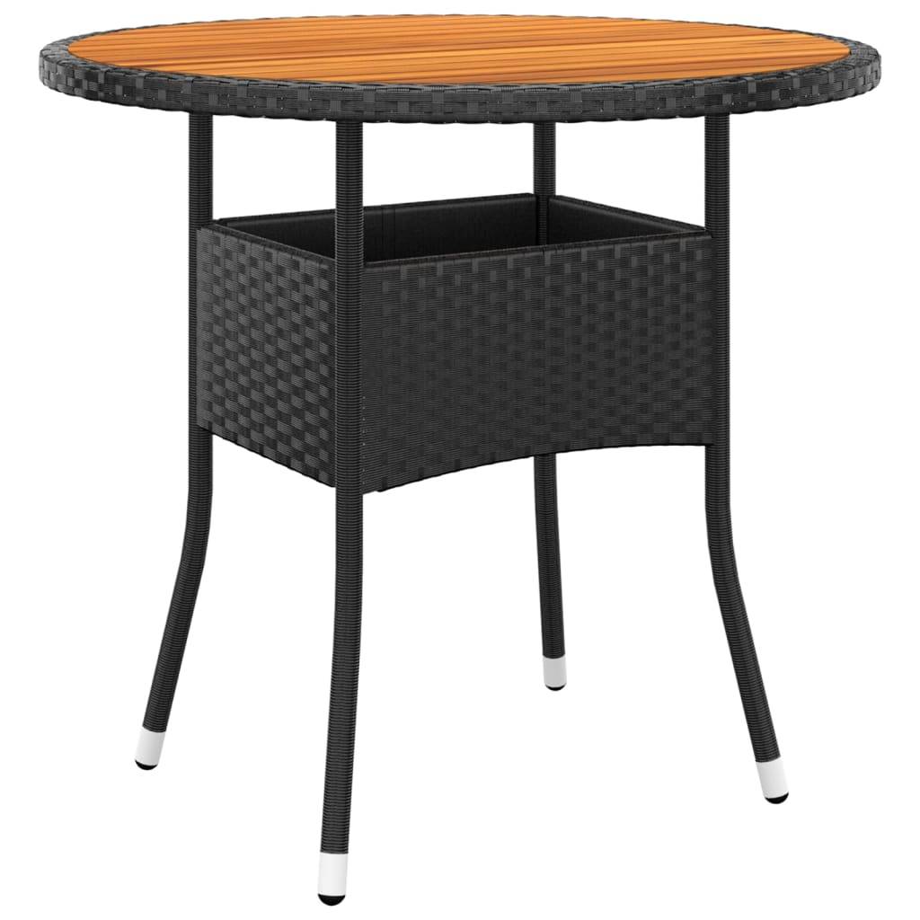 PANGIVO - Table de jardin noire résine tressée et bois d'acacia 80 x 75 cm - PANGIVO