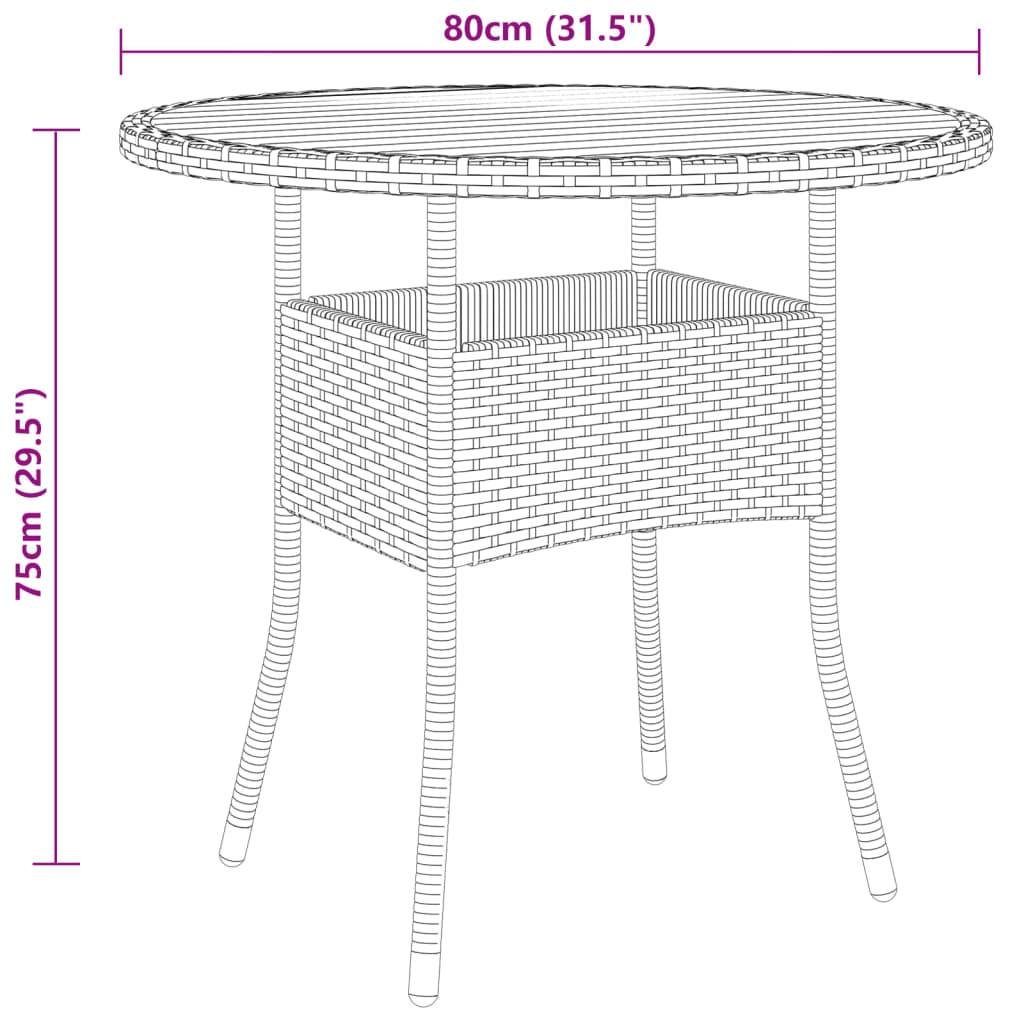 PANGIVO - Table de jardin noire résine tressée et bois d'acacia 80 x 75 cm - PANGIVO - Image 4