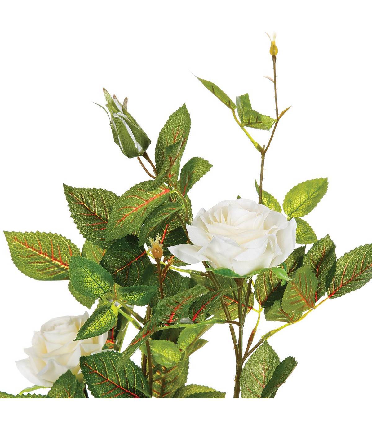 Plante artificielle Rosier 4 roses et 6 boutons en pot H 50 cm - Image 2