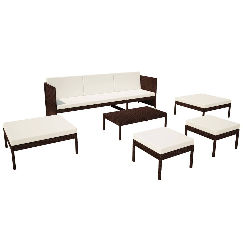 Helloshop26 - Salon de jardin meuble d'extérieur ensemble de mobilier 6 pièces avec coussins résine tressée marron - Image 1