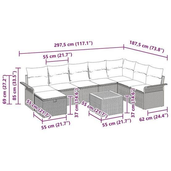 ComfortXL - Salon de Jardin d'Angle 9 Pièces Polyrotin avec Coffres de Rangement 8 Places Beige – ComfortXL Outdoor Living - Image 3