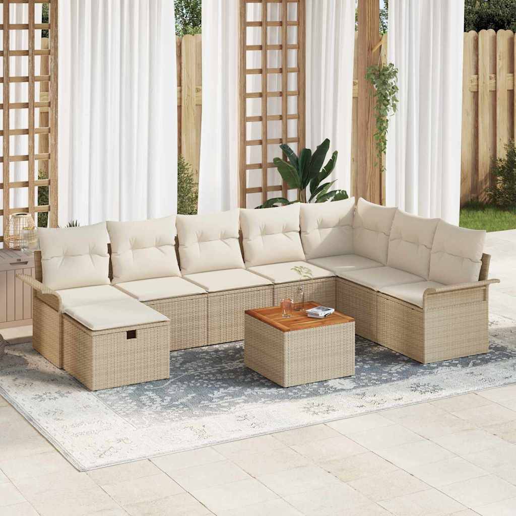 ComfortXL - Salon de Jardin d'Angle 9 Pièces Polyrotin avec Coffres de Rangement 8 Places Beige – ComfortXL Outdoor Living - Image 1