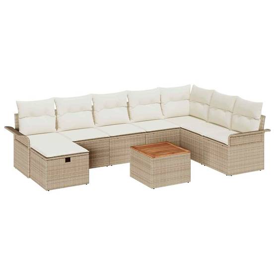 ComfortXL - Salon de Jardin d'Angle 9 Pièces Polyrotin avec Coffres de Rangement 8 Places Beige – ComfortXL Outdoor Living - Image 2