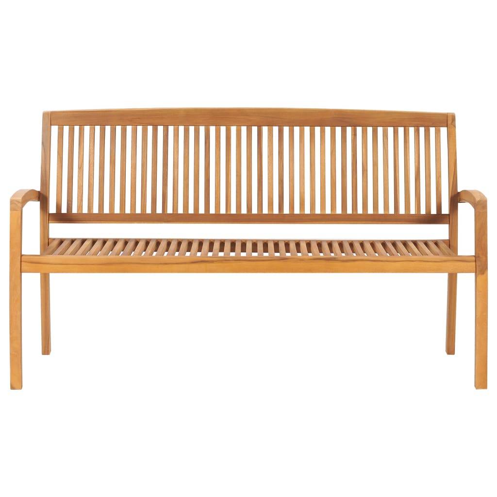 Maison Chic - Banc de jardin - Banc d'extérieur - Banquette empilable et coussin 159 cm Bois de teck massif - Image 3