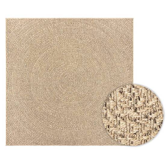 Tapis de Sol Extérieur Carré Imitation Jute en PP Résistant pour Jardin Patio Brun 240x240 cm – ComfortXL Outdoor Living - Image 2
