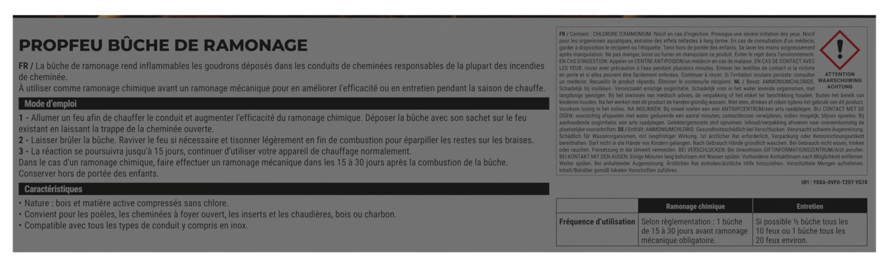 Bûche de ramonage des goudrons et suies GEB Propfeu pour conduits de cheminées et poêles Marron GEB - Image 4