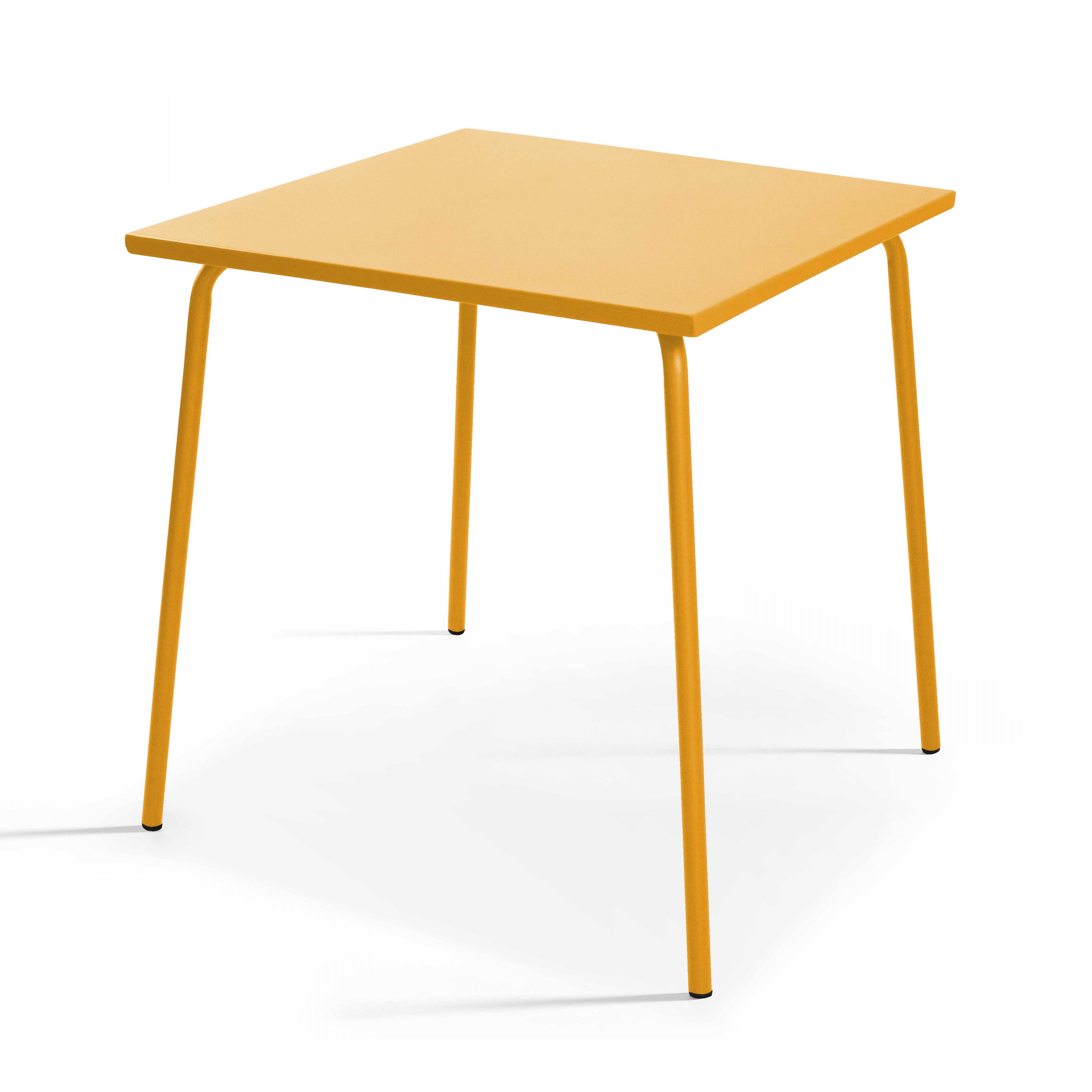 Oviala - Ensemble table de jardin carrée et 2 chaises acier jaune Palavas - Oviala - Image 4