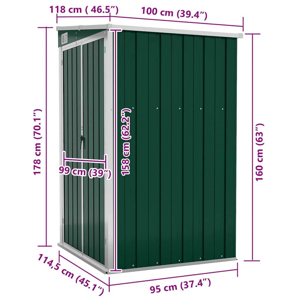 Vidaxl - Remise de jardin murale Vert 118x100x178 cm Métal galvanisé vidaXL 316217 - Image 3