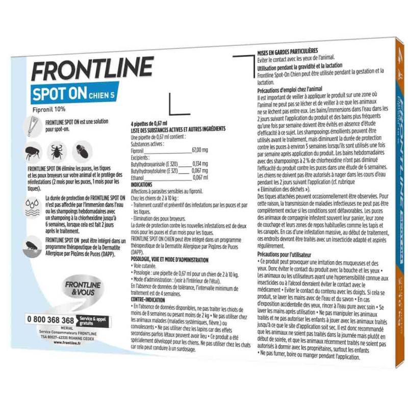 Frontline - FRONTLINE SPOT ON CHIEN S (2-10 kg) -  BOEHRINGER 6 pipettes - Image 2