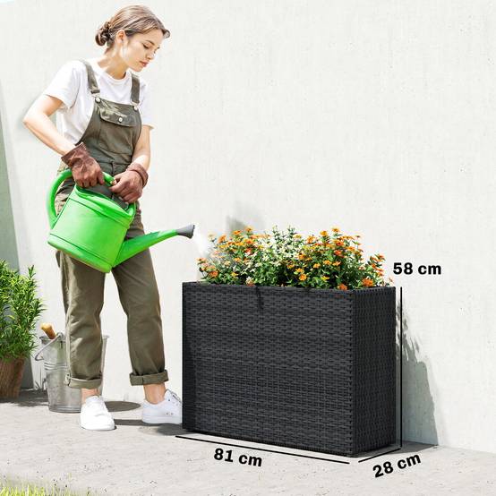 Jardinière surélevée résine tressée noir 81 x 28 x 58 cm - PANGIVO - Image 5