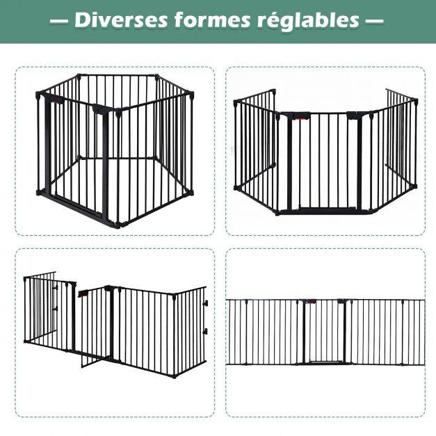 Helloshop26 - Barrière de sécurité pour enfant/animaux 290 x 74 cm 5 panneaux protection cheminée utilisation murale ou autoportante noir - Image 5