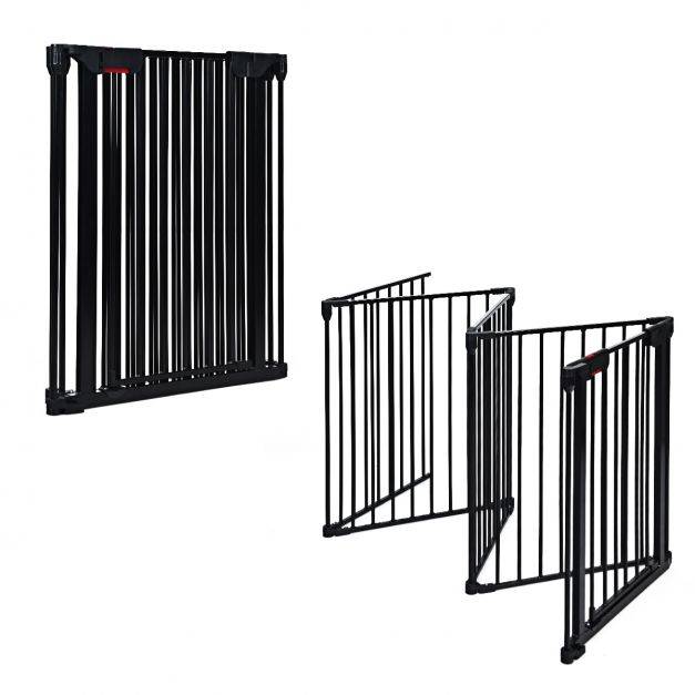 Helloshop26 - Barrière de sécurité pour enfant/animaux 290 x 74 cm 5 panneaux protection cheminée utilisation murale ou autoportante noir - Image 2