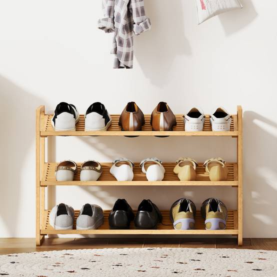 Étagère en bambou, range-chaussures, étagère d'entrée, modèle à 3 niveaux, capacité de charge 30 kg, bois - Image 10