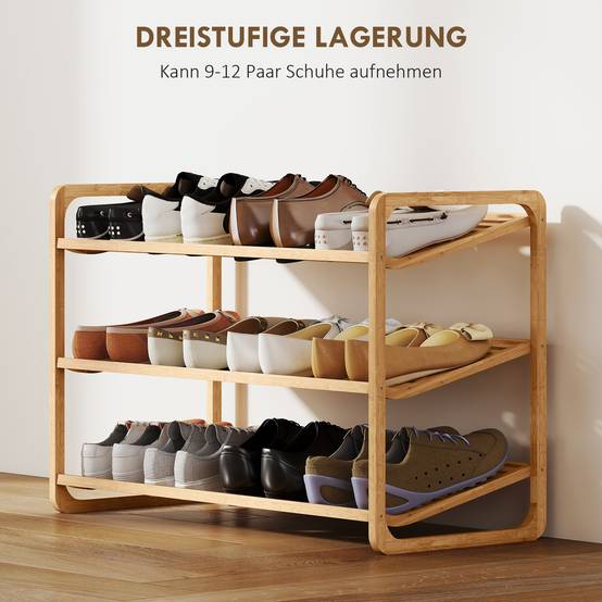 Étagère en bambou, range-chaussures, étagère d'entrée, modèle à 3 niveaux, capacité de charge 30 kg, bois - Image 7