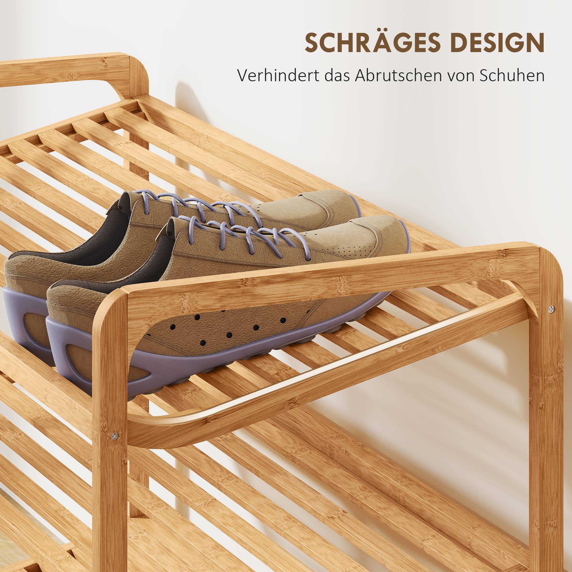 Étagère en bambou, range-chaussures, étagère d'entrée, modèle à 3 niveaux, capacité de charge 30 kg, bois - Image 8