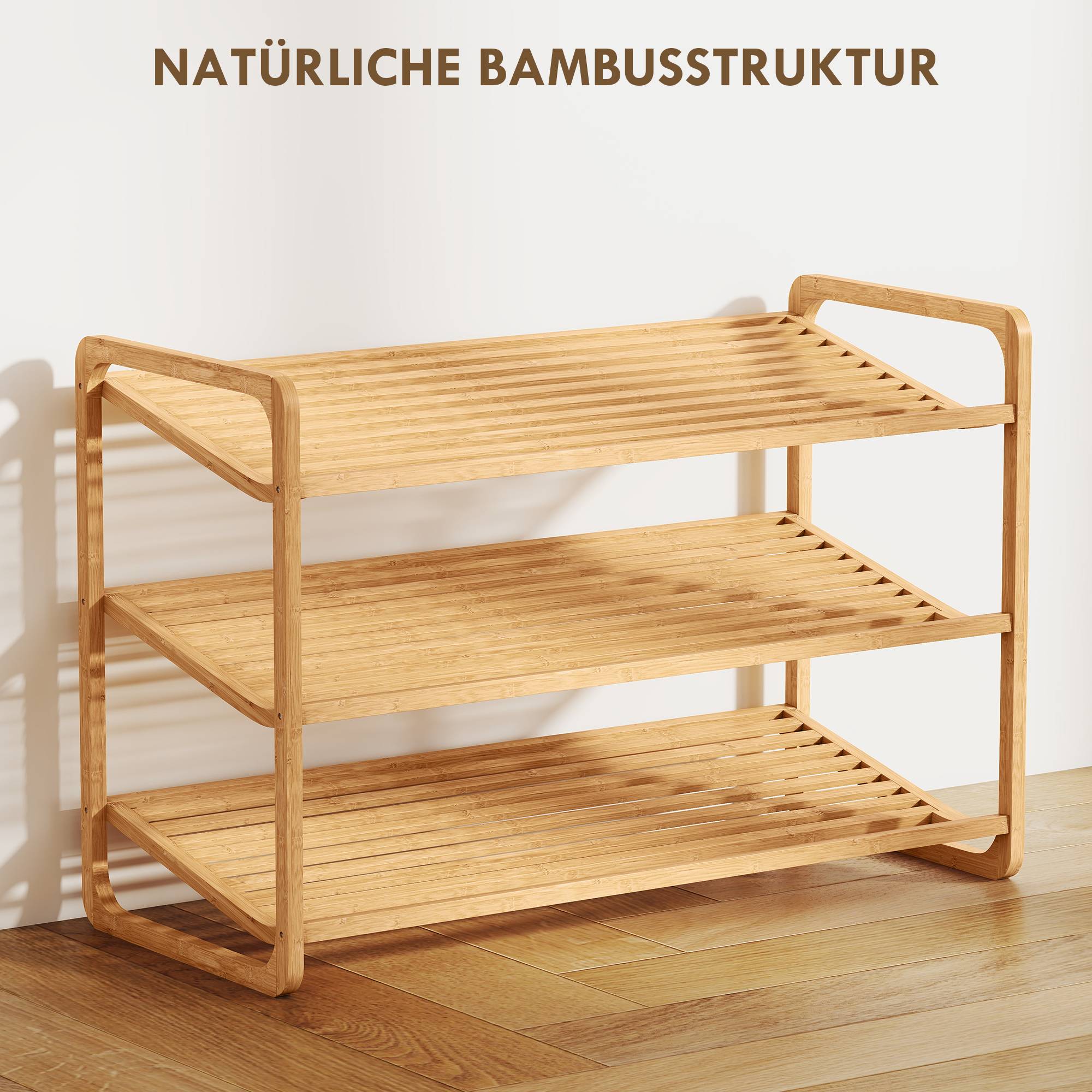 Étagère en bambou, range-chaussures, étagère d'entrée, modèle à 3 niveaux, capacité de charge 30 kg, bois - Image 6