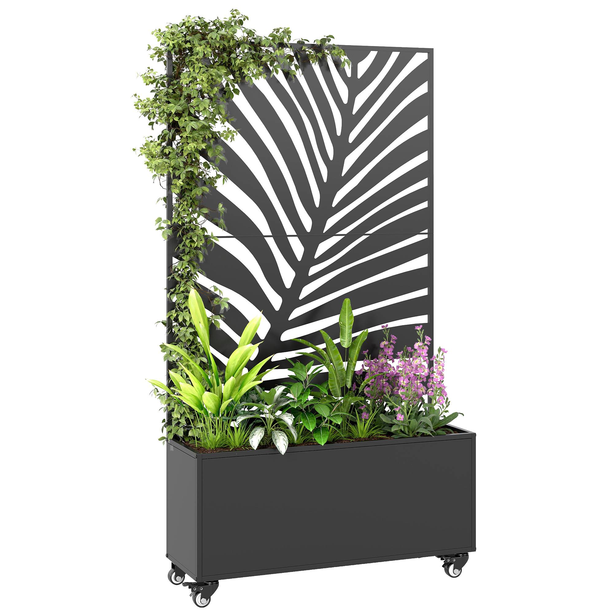 ComfortXL - Jardinière Treillis Brise-vue Métal Balcon Terrasse Grande Surface 90x30x160 Noir - ComfortXL Outdoor Living - Image 1