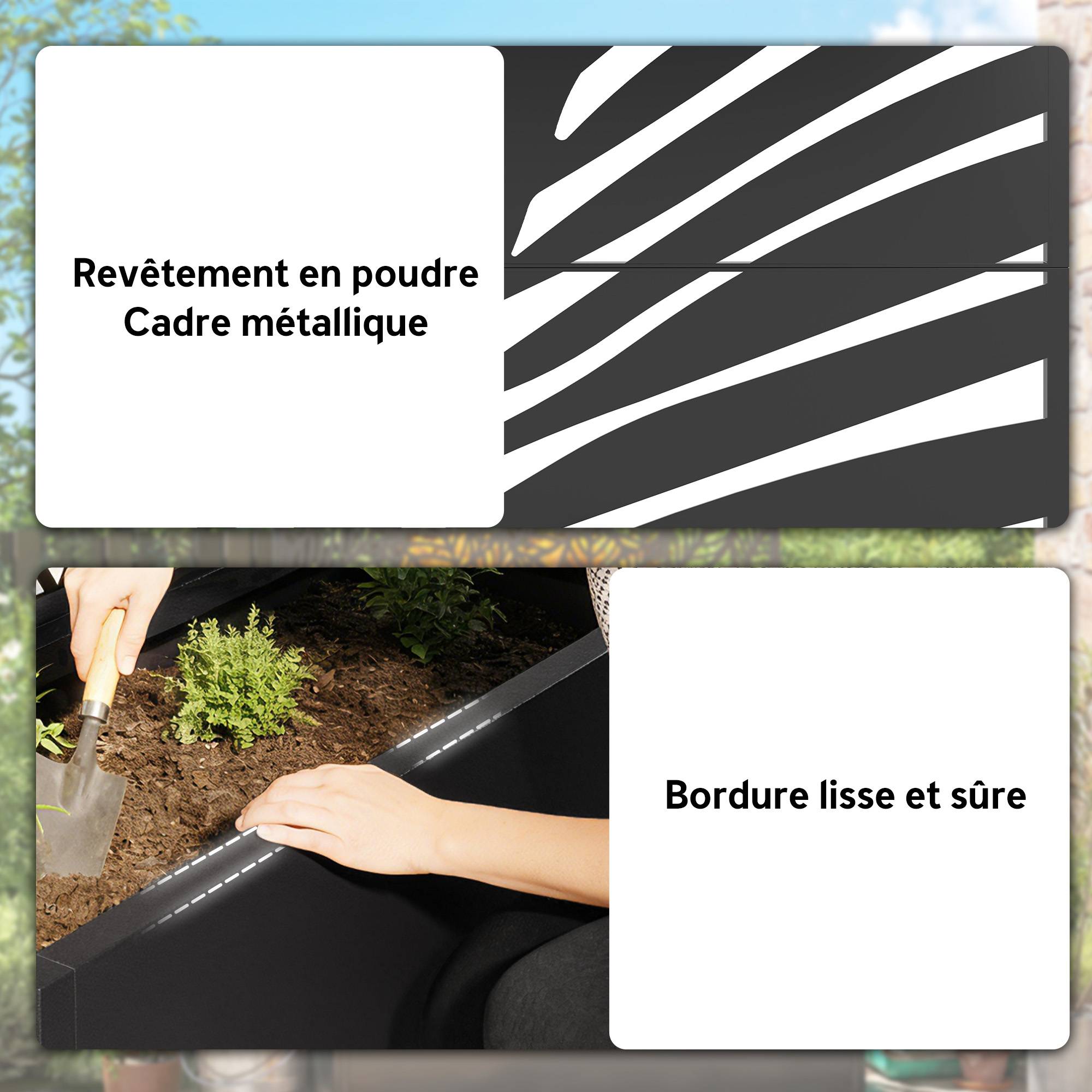 ComfortXL - Jardinière Treillis Brise-vue Métal Balcon Terrasse Grande Surface 90x30x160 Noir - ComfortXL Outdoor Living - Image 9