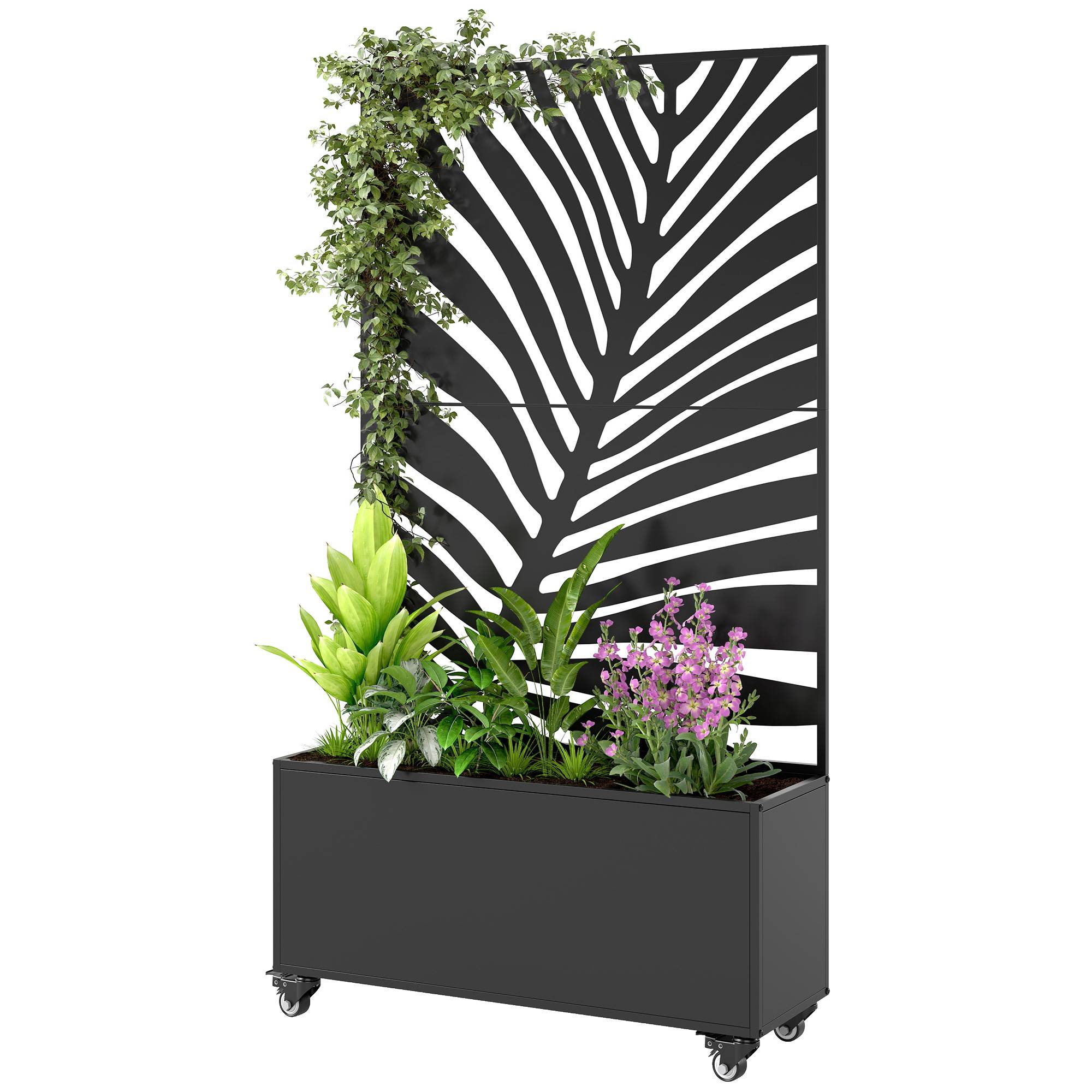 ComfortXL - Jardinière Treillis Brise-vue Métal Balcon Terrasse Grande Surface 90x30x160 Noir - ComfortXL Outdoor Living - Image 2