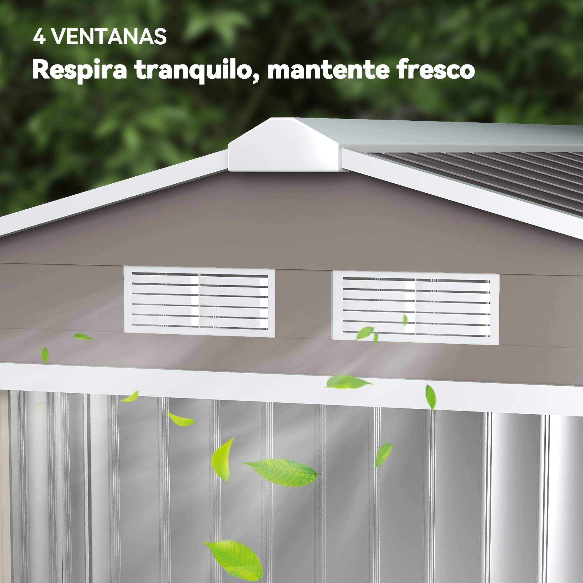 Abri de jardin acier galvanisé extérieur stockage outils 213x130cm gris - ComfortXL Outdoor Living - Image 10