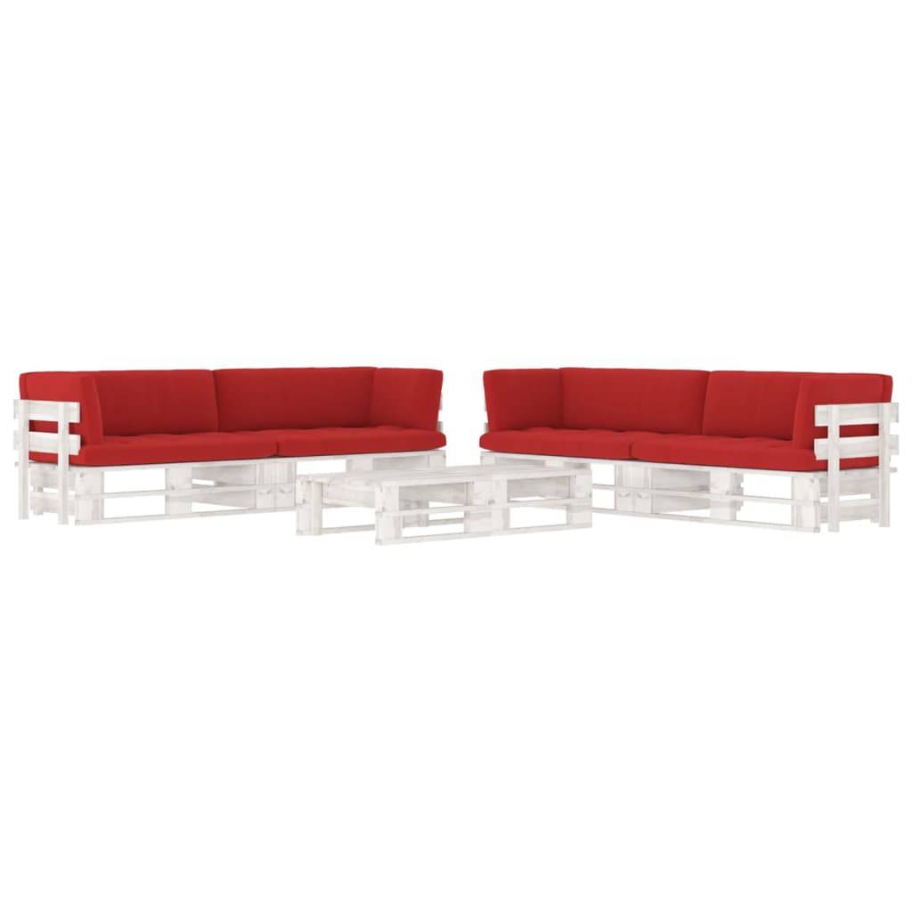 Vidaxl - Salon de jardin palette 6 pcs et coussins Pin imprégné de blanc vidaXL 3067003 - Image 1