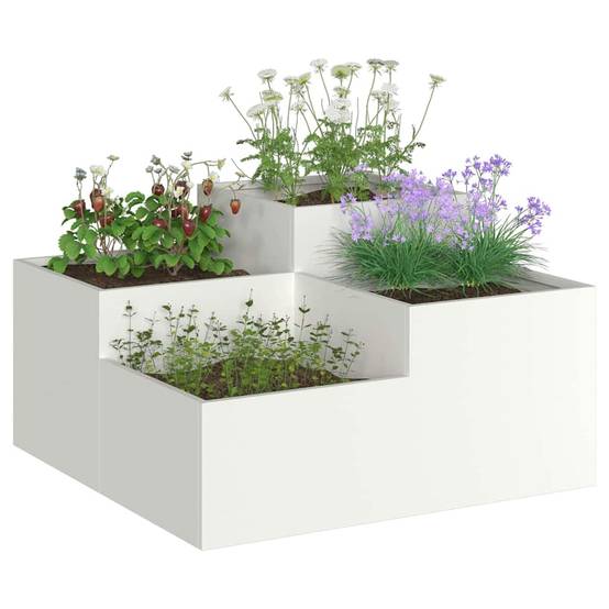 Cache-pot | Bac à fleurs de jardin Blanc 80 x 80 x 48 cm Acier - Image 3