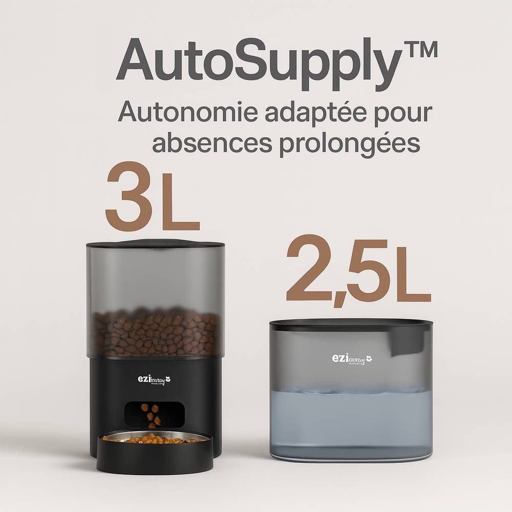 Distributeur de croquettes et fontaine pour chat et petit chien Eziclean® Nutribot Connect Max (2,5L/2L) - Image 2