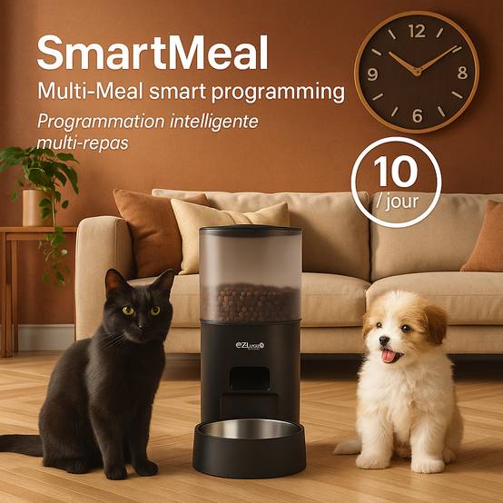 Distributeur de croquettes et fontaine pour chat et petit chien Eziclean® Nutribot Connect Max (2,5L/2L) - Image 4