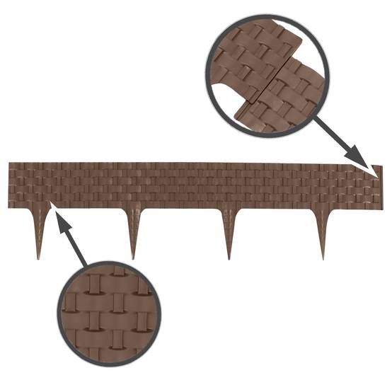 Bordure de pelouse aspect rotin marron 12x80 cm – Bordure jardin modulable extérieur - Image 2