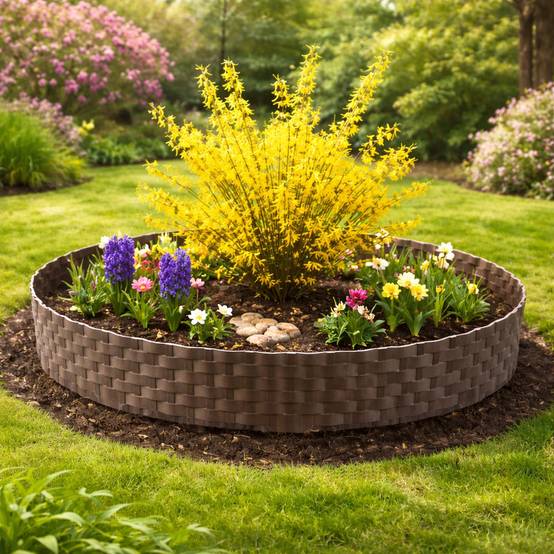 Bordure de pelouse aspect rotin marron 12x80 cm – Bordure jardin modulable extérieur - Image 6