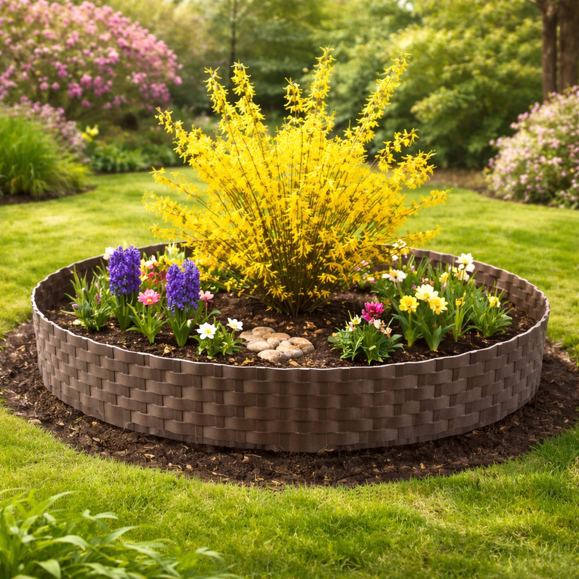 Bordure de pelouse aspect rotin marron 12x80 cm – Bordure jardin modulable extérieur - Image 6