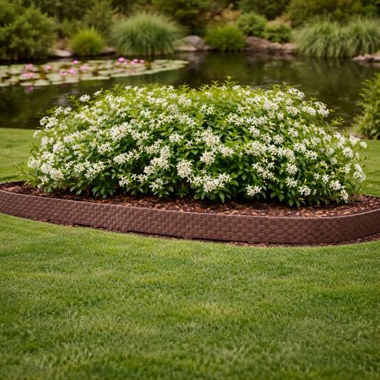 Bordure de pelouse aspect rotin marron 12x80 cm – Bordure jardin modulable extérieur - Image 7