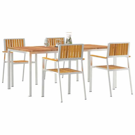 Ensemble repas extérieur 5 pcs Bois d'Acacia Massif Marron 180 x 90 x 75 cm - PANGIVO - Image 3