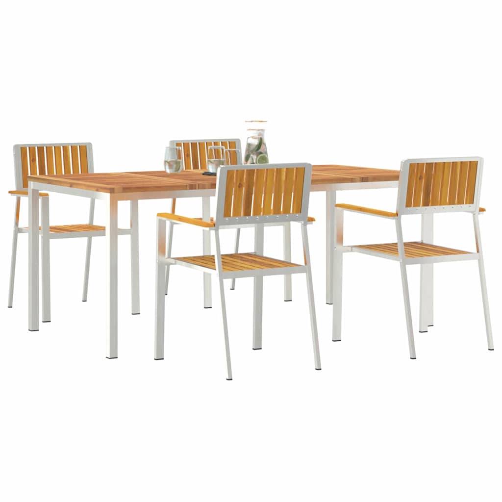 Ensemble repas extérieur 5 pcs Bois d'Acacia Massif Marron 180 x 90 x 75 cm - PANGIVO - Image 3