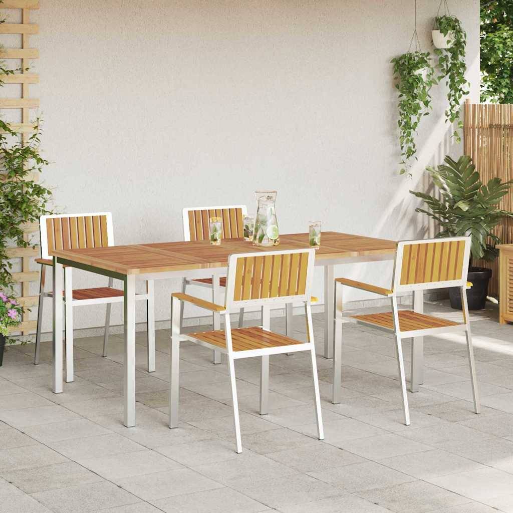 Ensemble repas extérieur 5 pcs Bois d'Acacia Massif Marron 180 x 90 x 75 cm - PANGIVO - Image 4