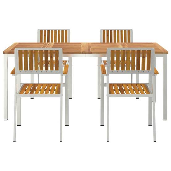 Ensemble repas extérieur 5 pcs Bois d'Acacia Massif Marron 180 x 90 x 75 cm - PANGIVO - Image 7